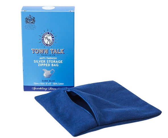 Town Talk Sølvpuss-/Smykkepose 15x15 cm (Blå)